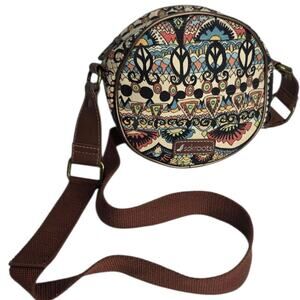 Sakroots Round Boho Artist Circle  Adjustable Strap Womens Shoulder 6.5" Purse